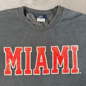 Vtg Miami University RedHawks Sweatshirt Mens XXL Spell Out Gray MV Sport Y2K